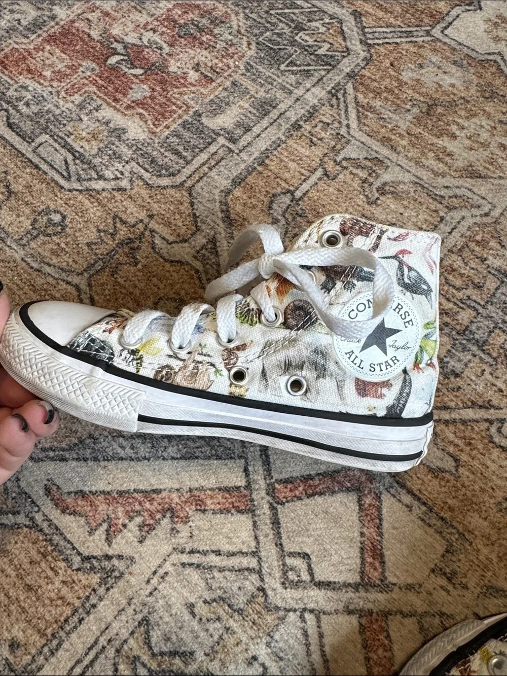 Converse Kids High-Top Sneakers in White with Multicolor Animal Print